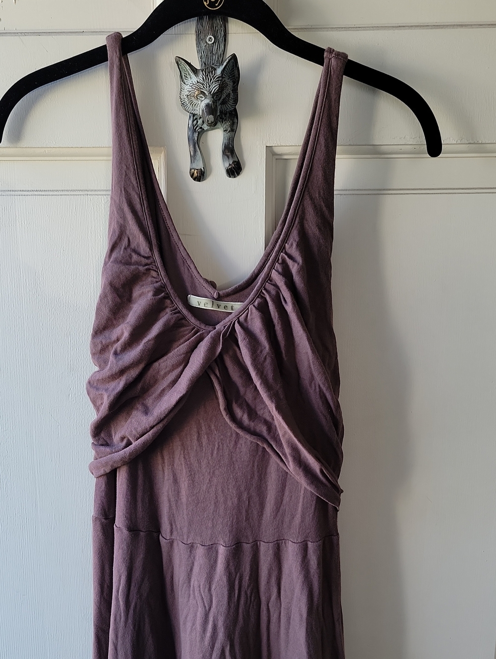 Velvet Mauve Twist-Front Maxi Dress